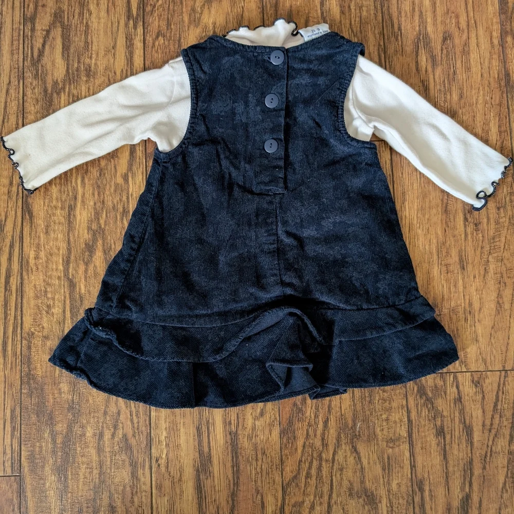 $ Vintage Samara Navy Velour Embroidered Dress With Matching‎ Turtleneck